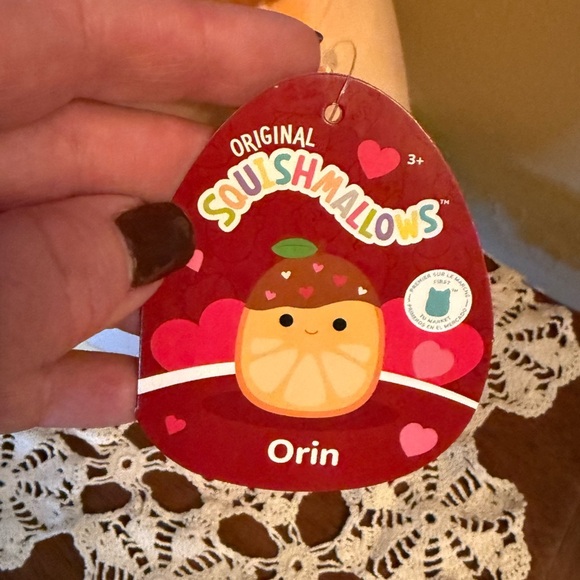 NEW Squishmallows Orin Chocolate Dipped Orange Heart-Patterned Plush Toy - Picture 5 of 12